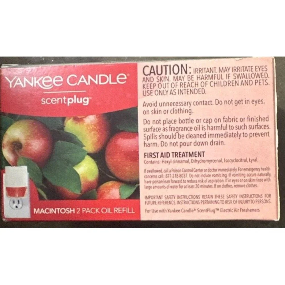 Yankee Candle Macintosh Scentplug Scent Plug Refills Set Of 2 New